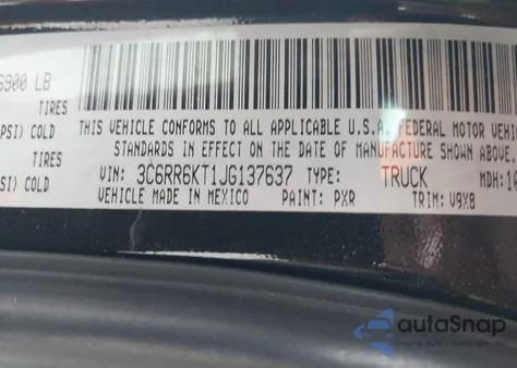 2018 Ram 1500 Express 4X2 5'7 Box из США, поврежденный, VIN 3C6RR6KT1JG137637